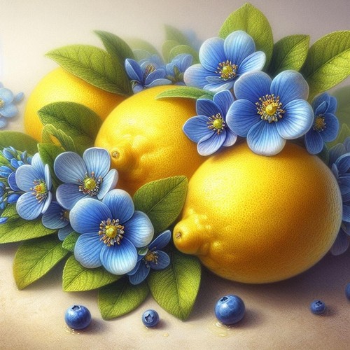 Limone fiori vintage - vintage, shabby