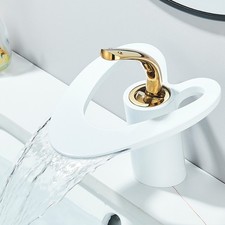 Rubinetto bagno lavabo miscelatore bianco oro cascata monocomando bidet ottone