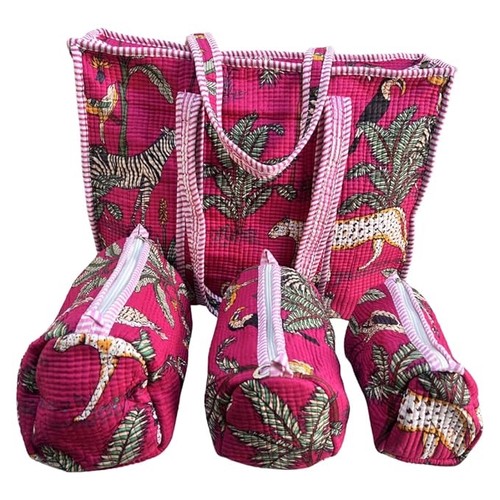 Set tote bag cotone trapuntato