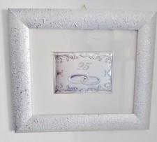 QUADRO CORNICE ARGENTO 925 SWAROVSKI NOZZE FEDI 25 ANNI ANNIVERSARIO MATRIMONIO