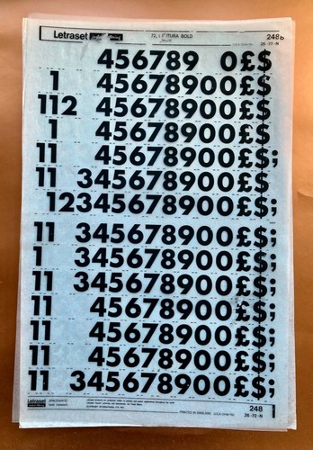 Letraset 248 futura - bold, 72pt