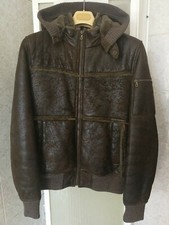 DOLCE & GABBANA NEW HOODED VINTAGE FADED SHEARLING LEATHER JACKET BIKER COAT 48