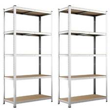 2x Scaffale Metallo Zincato 5 Ripiani MDF Scaffalatura Carichi Pesanti 180x90x40