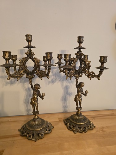 Coppia candelabri cinque - di, a