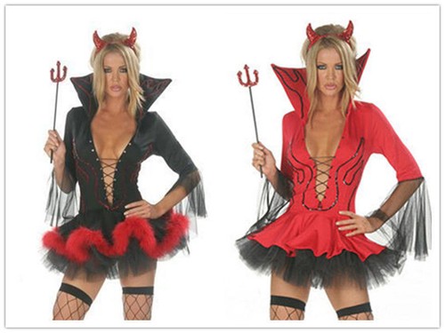 Donna halloween rosso nero - rosso,