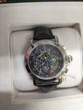 OROLOGIO ANDREW BELFORT UOMO QUADRANTE SCHELETRATO, ACCIAIO INOX, CINTURINO PELLE NERO. 