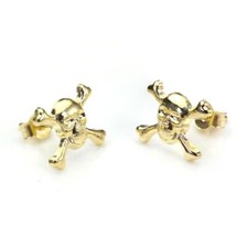 9ct Gold Skull & Crossbones Stud Earrings / Studs / Pirates