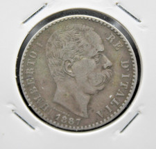Moneta 1887 Italia Regno 2 Lire II° Tipo Ag. Umberto I (C.00)
