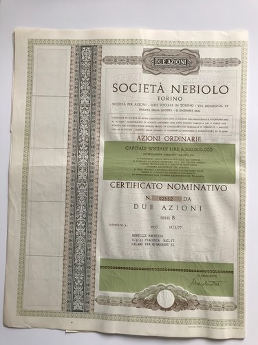 Certificato azionario societa - certificato,