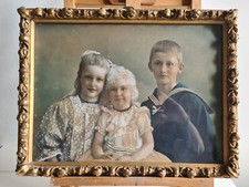 Superbo triplice ritratto a tempera dei primi del '900 firmato