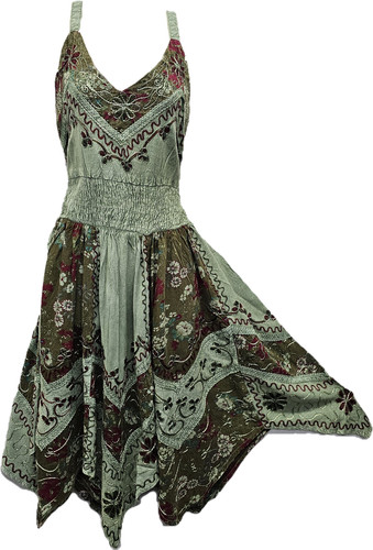 Abito patchwork boho oliva