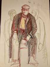 Glauco Tarquini, studio anni 60. Pastello su carta. Autenticato