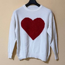 Glitter Heart Sweater White