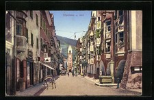 Vipiteno, lotto di strada con negozi, cartolina 