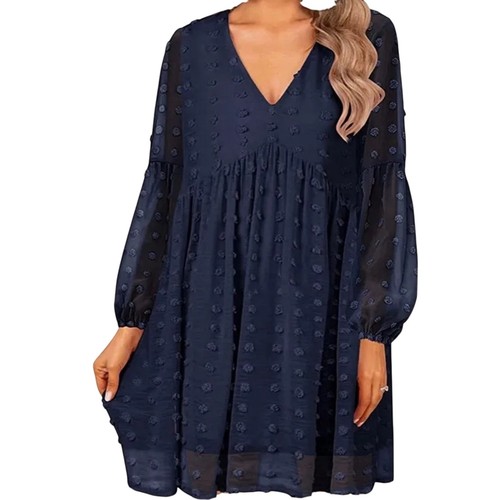 Mini abito babydoll donna blu