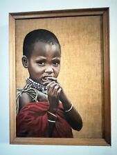 Acrilico Su Tela Iperrealismo.                   “bimba Masai”   40x55