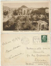PALERMO - PIAZZA CASTELNUOVO E TEATRO POLITEAMA - VIAGG. 1937 -38004-