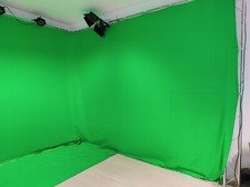 Green Screen - Telo verde con clip per agganciare a tubi/americane: 5X 3metri