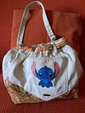 Borsa in jeans artigianale bianca con Stitch | Tracolla e dettagli fantasia