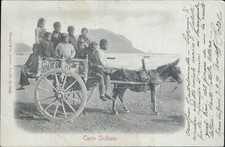 ct80 cartolina carro siciliano piana dei greci 1899