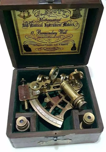 Sestante scatola legno ottone