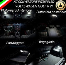 KIT LED INTERNI ABITACOLO VW GOLF 6 VI ANT+POST+PARASOLE + BAG+ PORTAOGGETTI