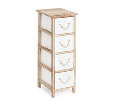 Yes Everyday Cassettiera Yvette Mobile Stretto 4 Cassetti Legno Paulownia Bianco