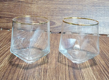 Old - Bicchieri design base esagonale alla moda alti 4" set di 2 vintage