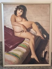 Quadro vintage olio su tela – nudo femminile anni ’60/’70 – arte erotica Retrò