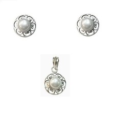 Set ciondolo perle in argento