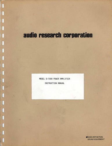 Audio research 100a - audio, d-100a