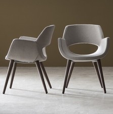 2 SEDIE SOGGIORNO IMBOTTITE POLTRONCINE ECOPELLE LEGNO AF-LOGAN SALA D'ATTESA