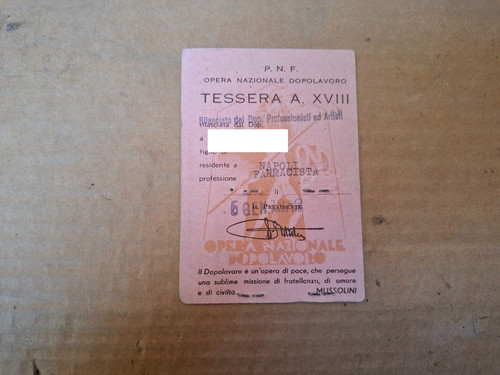 Tessera partito nazionale - tessera,