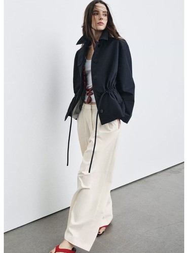 Trench corto zara navy con - zara,