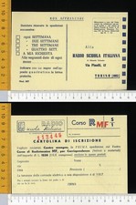 47060] TORINO - COMMERCIALE RADIO SCUOLA ITALIANA CARTOLINA ISCRIZIONE 1956