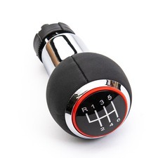 Pomello Leva del Cambio per Audi A1 A3 Q3 6 Marce Nero Pelle Anello Rosso