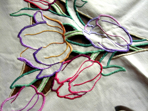 Cut work embroidered floral