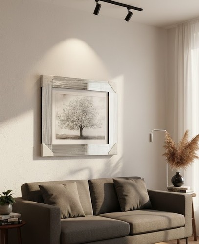 Quadro albero fiori argento - , in