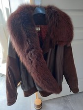 Guy LAROCHE Blouson en cuir et fourrure véritable marron