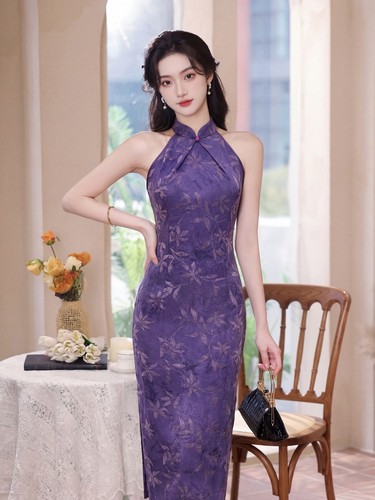 Abito donna viola - , floreale
