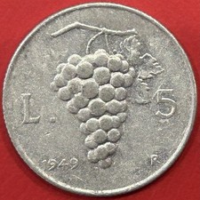 5 Lire 1949 Uva - Repubblica