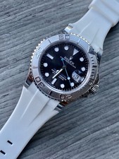 Cinturino in gomma vulcanizzata svasato BIANCO 20mm per orologi Rolex ceramica SUBMARINER