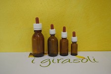 FLACONE IN VETRO SCURO da 30, 50 o 100ml CON TAPPO CONTAGOCCE -Invio anche misti