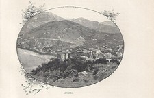 Stampa antica LEVANTO veduta panoramica in OVALE La Spezia 1892 Antique print