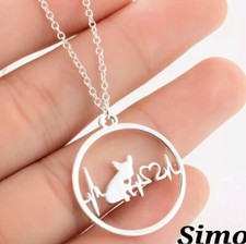 COLLANA DONNA ARGENTO CANE BULL DOG FRANCESE CUORE AMORE CARDIO  REGALO PENDENTE