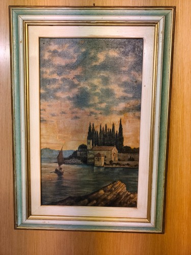 Quadro antico lago garda - antico, di