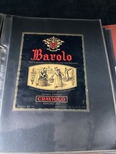 ETICHETTA VINO PUBBLICITARIA D’EPOCA BAROLO CRAVIOLO VERUNO NO 