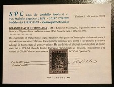Francobolli Antichi Stati Toscana 1 Quattrino Certificato Cardillo