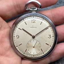 ANTICO OROLOGIO DA TASCA ZENITH OPEN FACE ART DECO SVIZZERO QUADRANTE ARABO Ca 1930