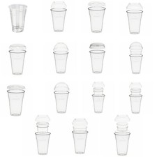 Bicchiere monouso in PLA frullato 400 ml tratto di calibrazione coperchio inserto selezione